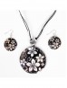 Fashion Flower Print Necklace and Earrings Set